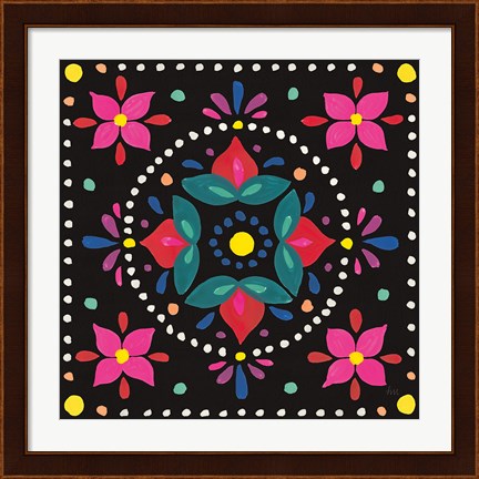 Framed Floral Fiesta Tile VIII Print