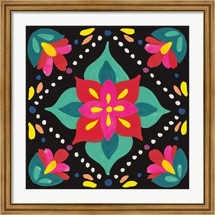Framed Floral Fiesta Tile XI Print