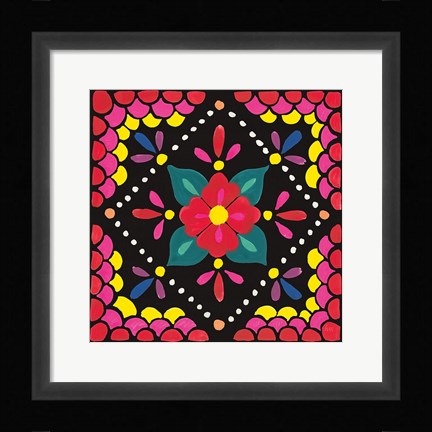 Framed Floral Fiesta Tile IV Print