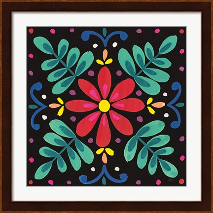 Framed Floral Fiesta Tile VI Print