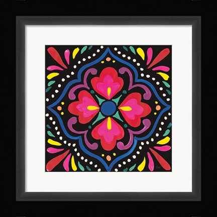 Framed Floral Fiesta Tile V Print