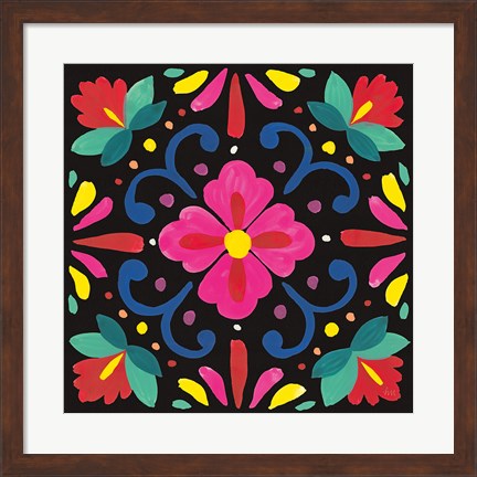 Framed Floral Fiesta Tile VII Print