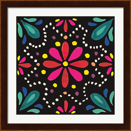 Framed Floral Fiesta Tile II Print