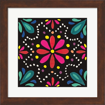 Framed Floral Fiesta Tile II Print