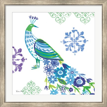 Framed Jewel Peacocks IV Print