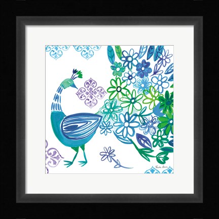 Framed Jewel Peacocks I Print