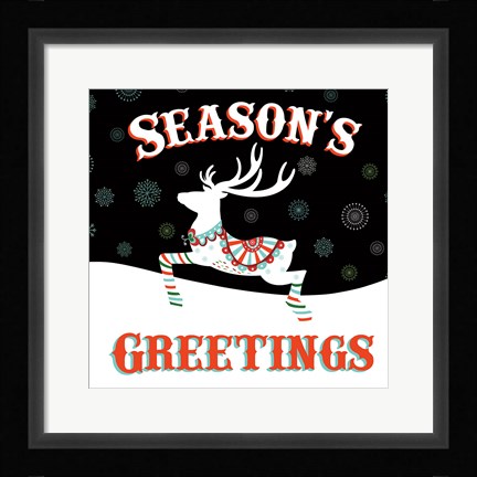 Framed Mod Holiday on Black IV Print