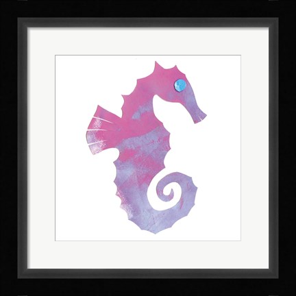 Framed Seahorse 1 Pink Print
