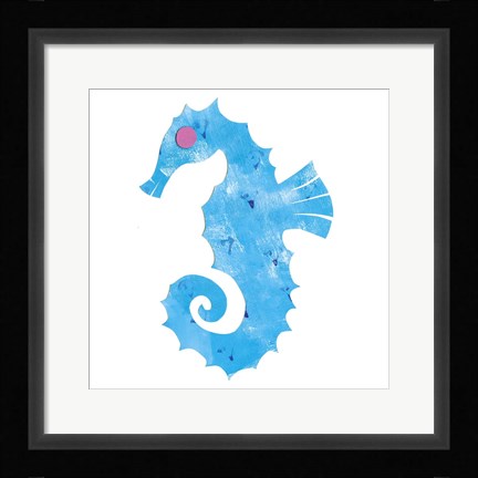 Framed Seahorse 2 Blue Print