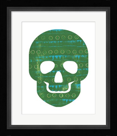 Framed Green Skull Print
