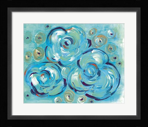 Framed Teal Roses Print