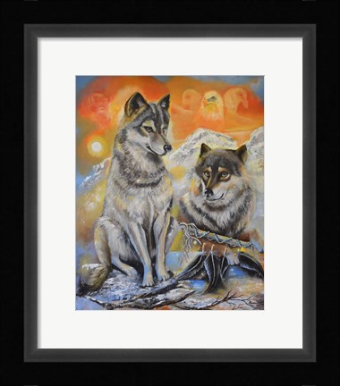 Framed Peace Wolves Print