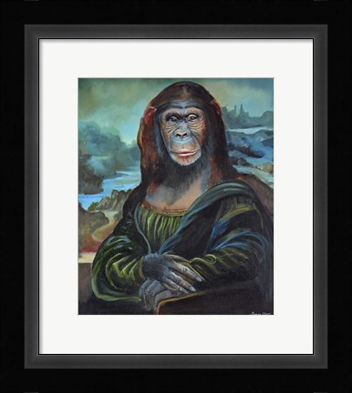 Framed Mona Monkey Lisa Print