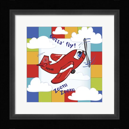 Framed Gotta' Fly Happy Plane Block Print