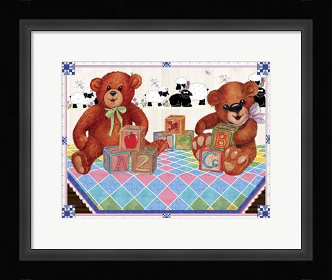 Framed Teddy Bears And Blocks Print