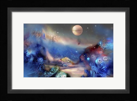 Framed Alien World Orange Moon Print