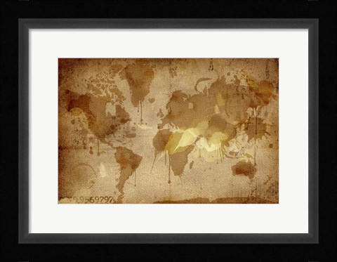 Framed Vintage World Map Print