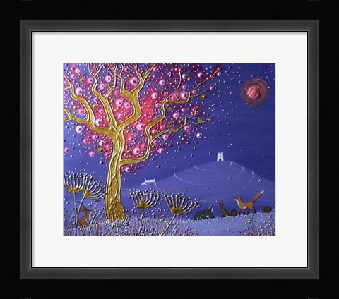 Framed Blood Moon Over The Tor Print