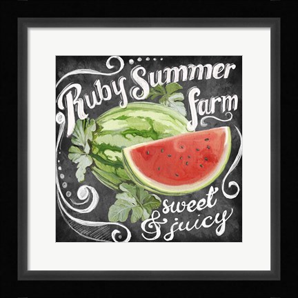 Framed Chalkboard Watermelon Print