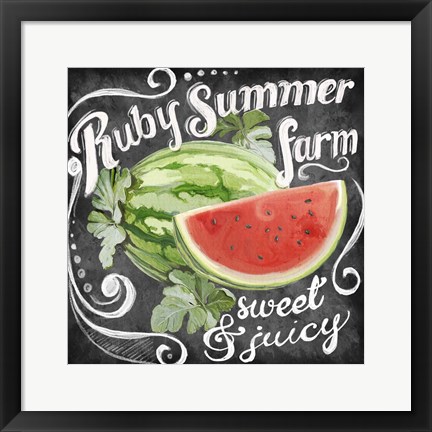 Framed Chalkboard Watermelon Print
