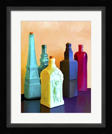 Framed Color Bottles Print
