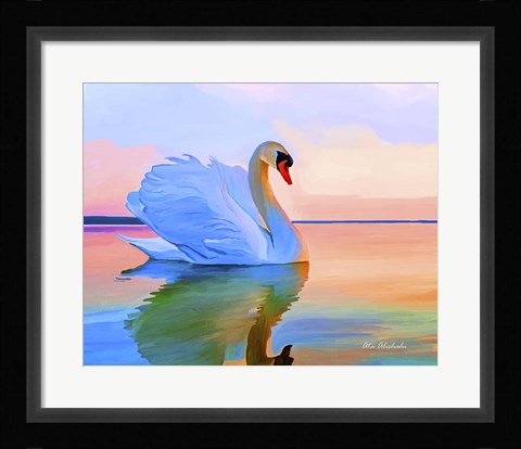 Framed White Swan Print