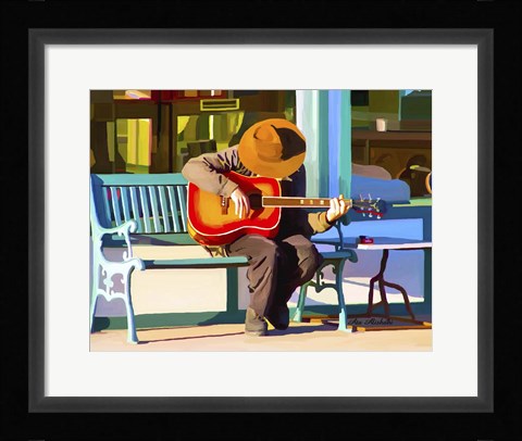 Framed Play His Guitar Print