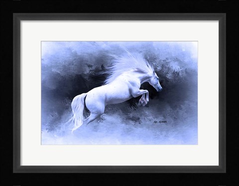 Framed White Horse Print