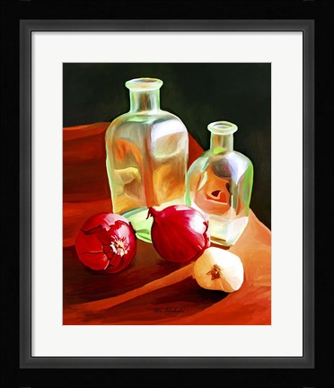 Framed Bottles And Onion Print