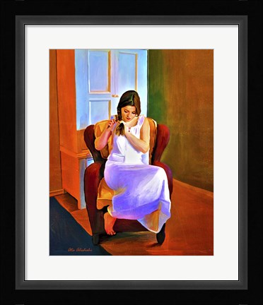 Framed Lady Sitting On A Chair Print