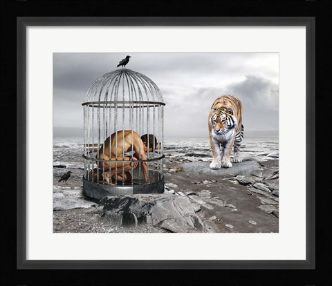 Framed Man In Cage Print