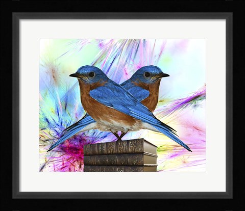 Framed Twin Blue Bird Print