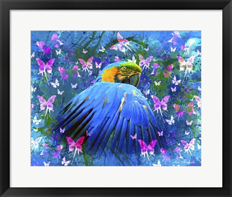 Framed Bird In Color Print
