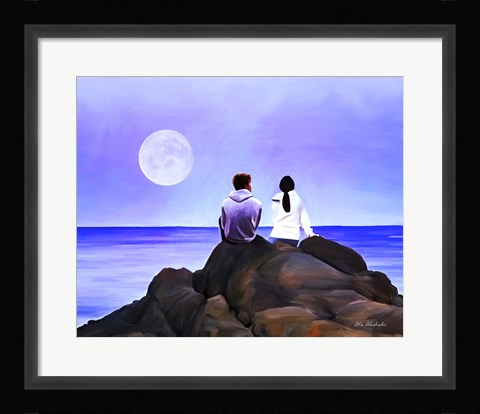 Framed Together Watching The Moon Print