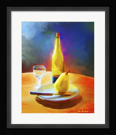 Framed Wine And Pear Print