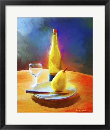 Framed Wine And Pear Print