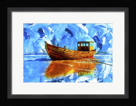 Framed Yellow Boat A2 Print