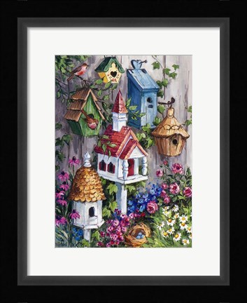 Framed Birdhouse Cottage Print