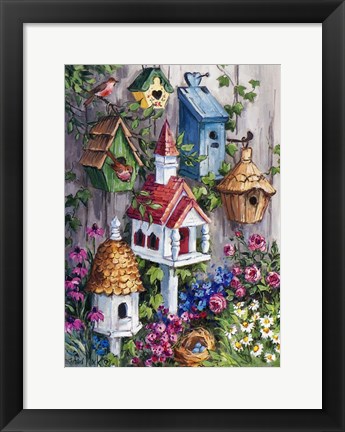 Framed Birdhouse Cottage Print