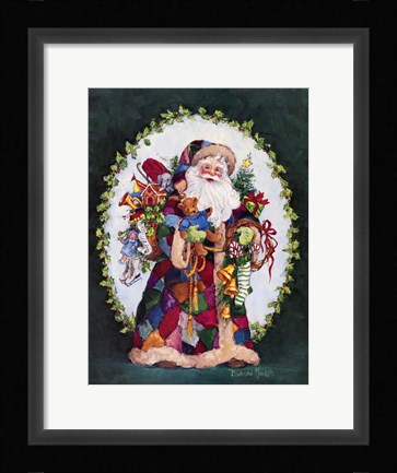 Framed Patchwork Santa Print