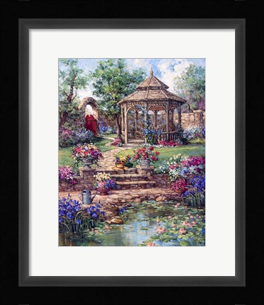 Framed Red Garden Gate Print