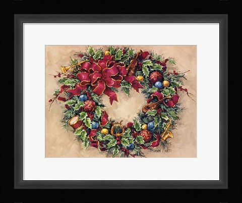 Framed Tis The Season Wreath Print