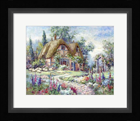 Framed Cottage at Byers Green Print