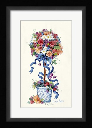 Framed Blue Ribbon Topiary Print