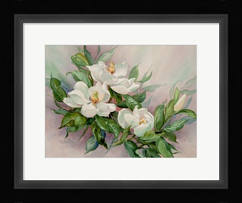 Framed Magnolia Blossoms Print