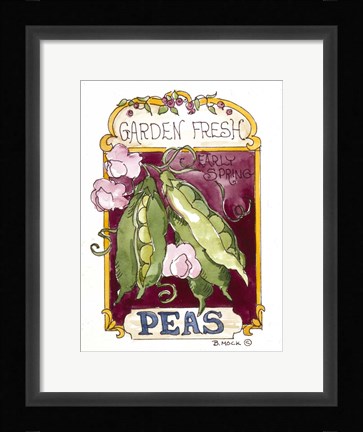 Framed Garden Fresh Peas-Seed Packet Print