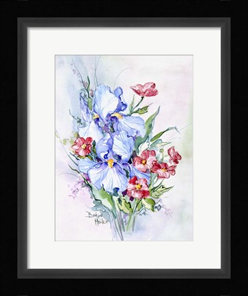 Framed Blue Iris Bouquet Print