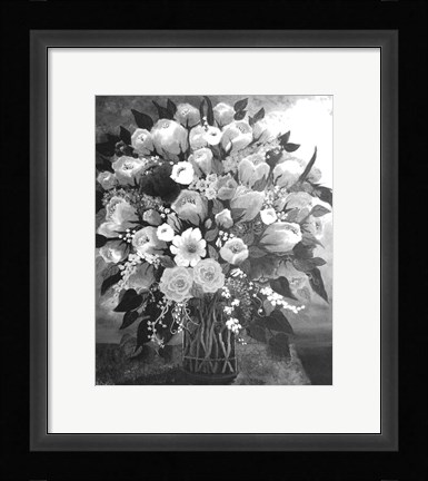 Framed Black and White Bouquet Print