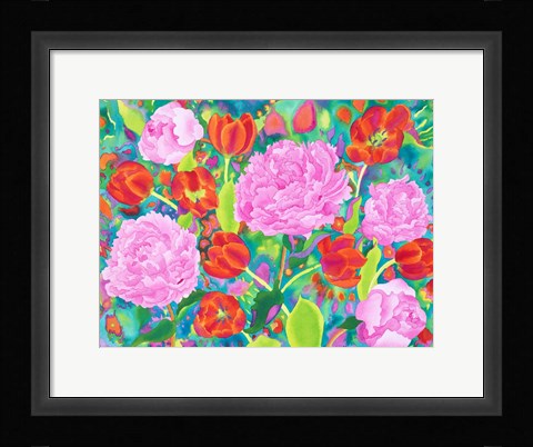 Framed Peories And Tulips Print