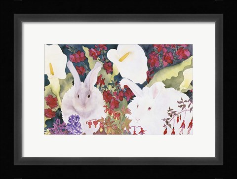 Framed Bunnies with Callas Print